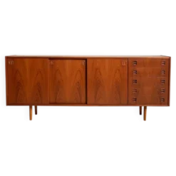 Buffet en teck danois avec portes coulissantes, années 1960