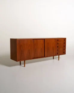 Buffet en teck danois avec portes coulissantes, années 1960