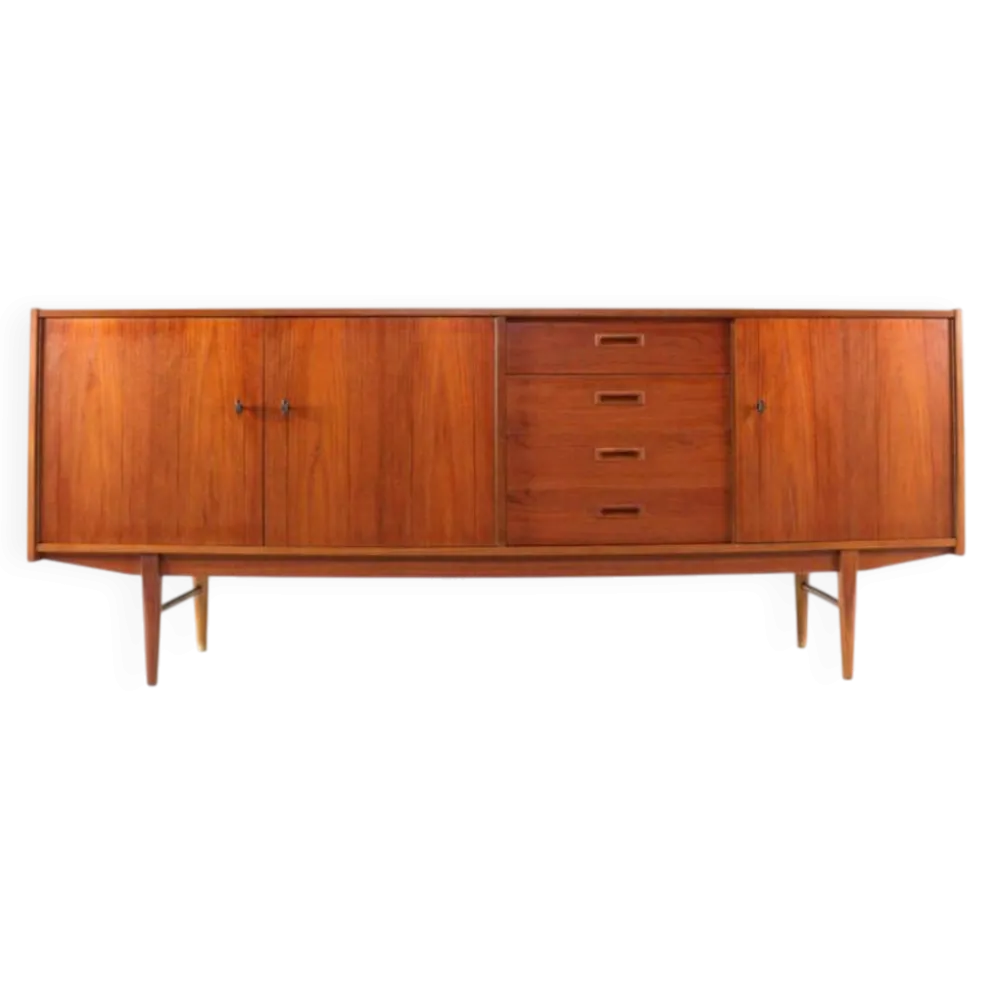 Buffet en teck design danois | 208 cm - Moderne du milieu du siècle - Vintage