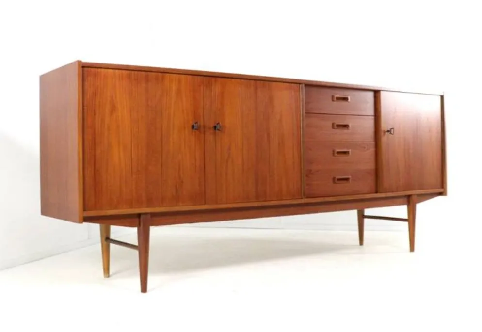 Buffet en teck design danois | 208 cm - Moderne du milieu du siècle - Vintage