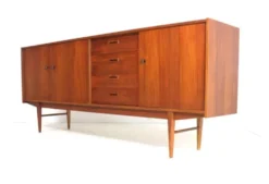 Buffet en teck design danois | 208 cm - Moderne du milieu du siècle - Vintage