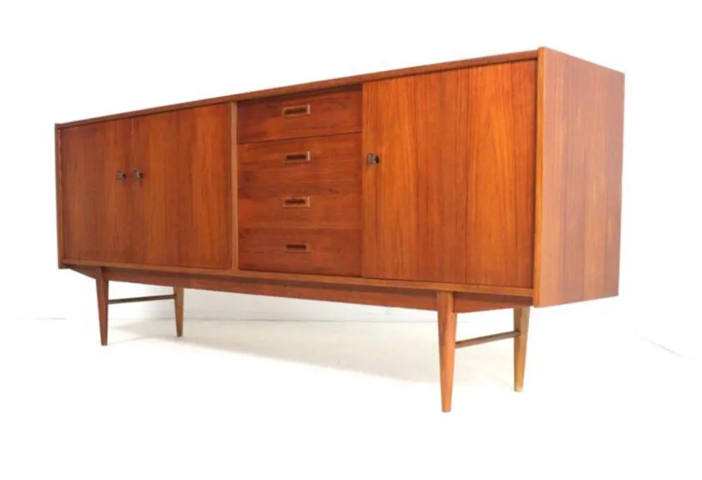 Buffet en teck design danois | 208 cm - Moderne du milieu du siècle - Vintage