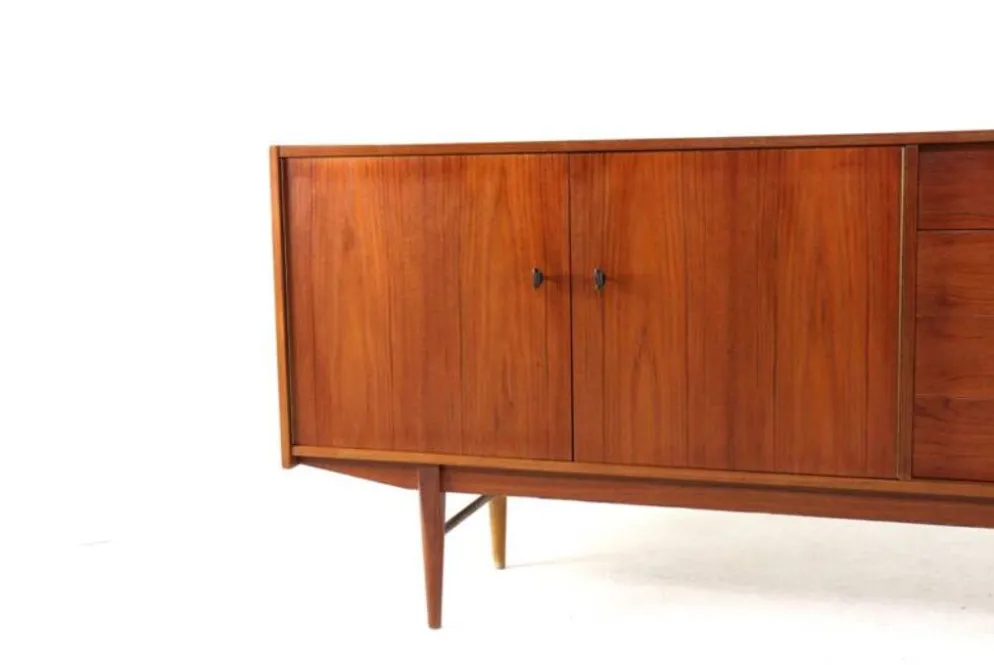 Buffet en teck design danois | 208 cm - Moderne du milieu du siècle - Vintage