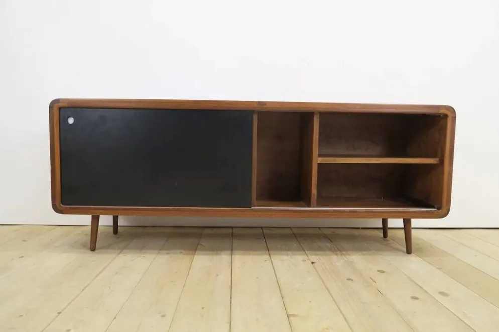 Buffet en teck noir et blanc, années 1960