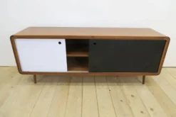 Buffet en teck noir et blanc, années 1960