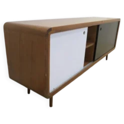 Buffet en teck noir et blanc, années 1960