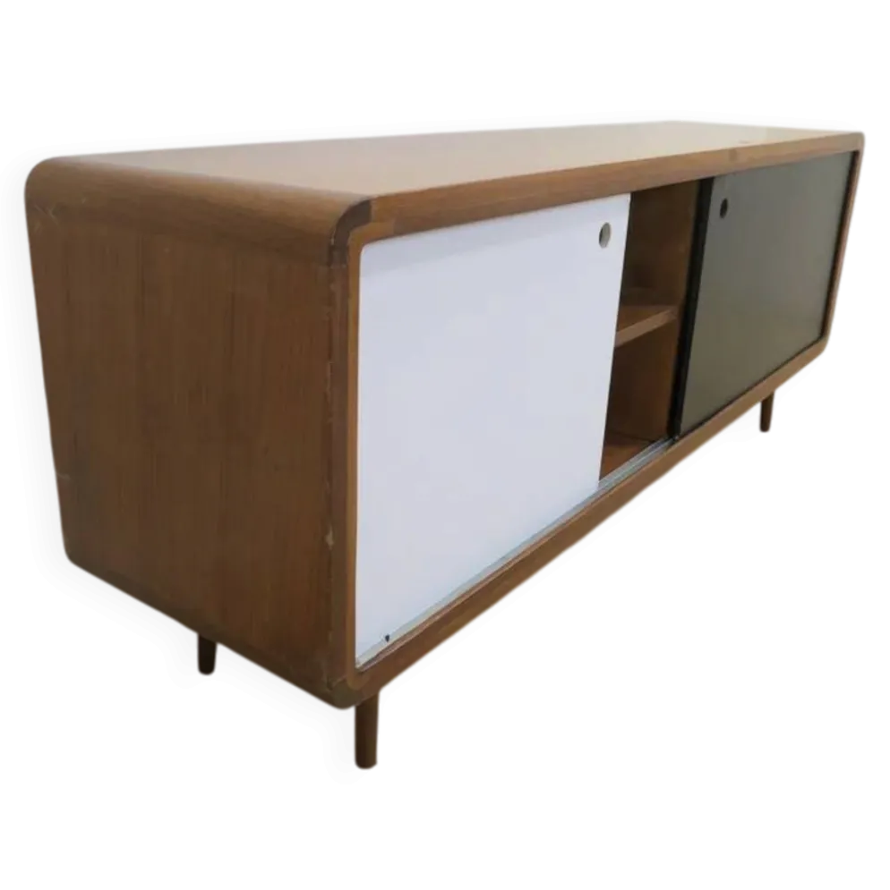 Buffet en teck noir et blanc, années 1960