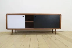 Buffet en teck noir et blanc, années 1960