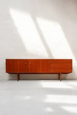 Buffet en teck vintage avec tiroirs Fristho Modulus danois des années 60.