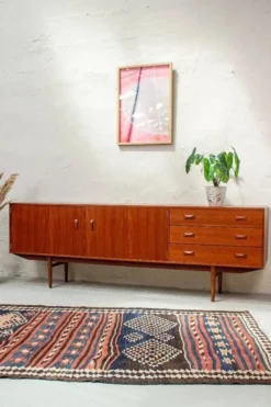 Buffet en teck vintage avec tiroirs Fristho Modulus danois des années 60.