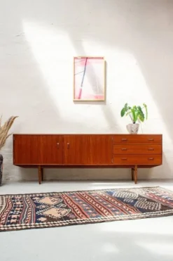 Buffet en teck vintage avec tiroirs Fristho Modulus danois des années 60.