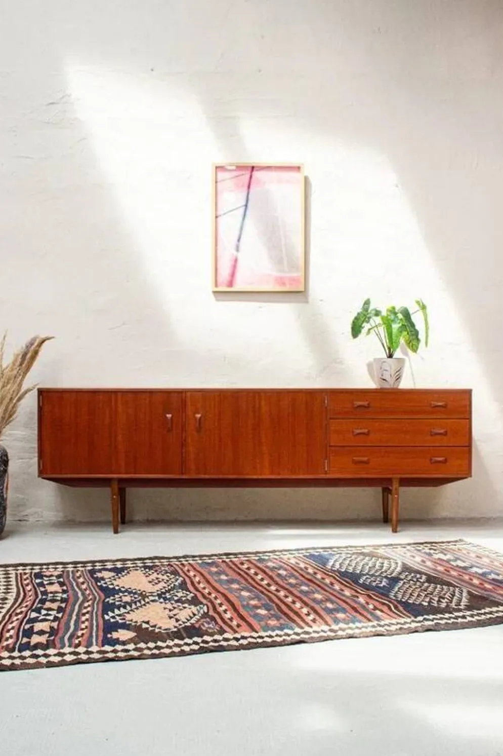 Buffet en teck vintage avec tiroirs Fristho Modulus danois des années 60.