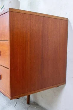 Buffet en teck vintage avec tiroirs Fristho Modulus danois des années 60.