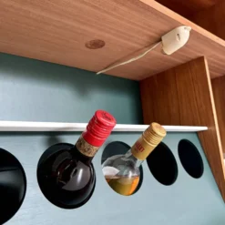 Buffet haut « Highboard » scandinave en teck blond avec bar intégré - 60's