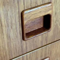 Buffet haut « Highboard » scandinave en teck blond avec bar intégré - 60's