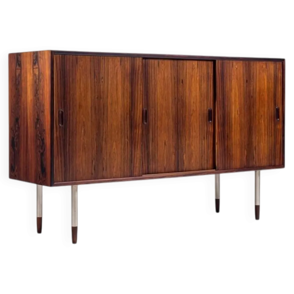 Buffet inhabituel en palissandre avec pieds en métal Danemark 1960