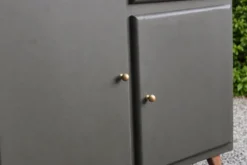 Buffet Mado vintage rénové kaki et bois – 2 portes et 1 tiroir