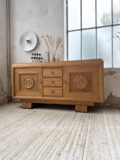 Buffet, meuble de rangement Art déco en chêne dans le goût de Dudouyt, 1940