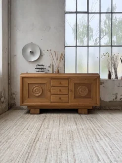 Buffet, meuble de rangement Art déco en chêne dans le goût de Dudouyt, 1940