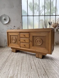 Buffet, meuble de rangement Art déco en chêne dans le goût de Dudouyt, 1940
