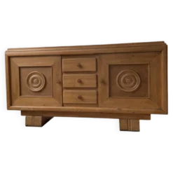 Buffet, meuble de rangement Art déco en chêne dans le goût de Dudouyt, 1940
