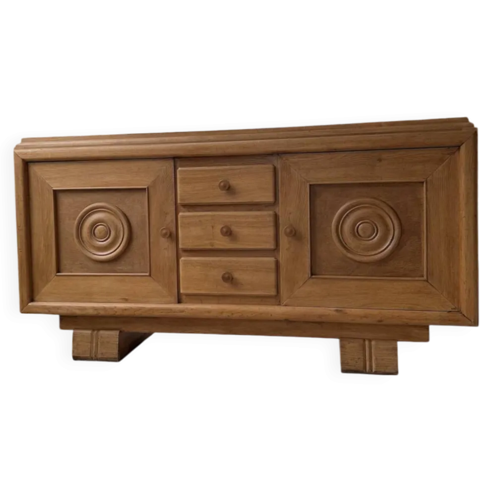 Buffet, meuble de rangement Art déco en chêne dans le goût de Dudouyt, 1940
