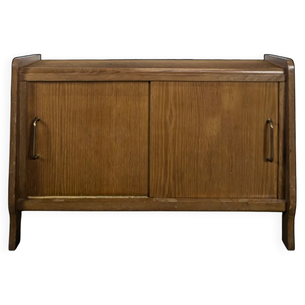 Buffet moderniste en chêne à porte coulissante
