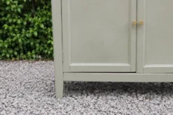 Buffet parisien ancien rénové – Vert Argile Envie & plateau bois – 99 cm