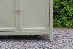 Buffet parisien ancien rénové – Vert Argile Envie & plateau bois – 99 cm