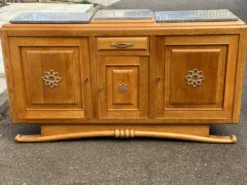 Buffet parisien art déco 2 corps en chêne massif et marbre 1940
