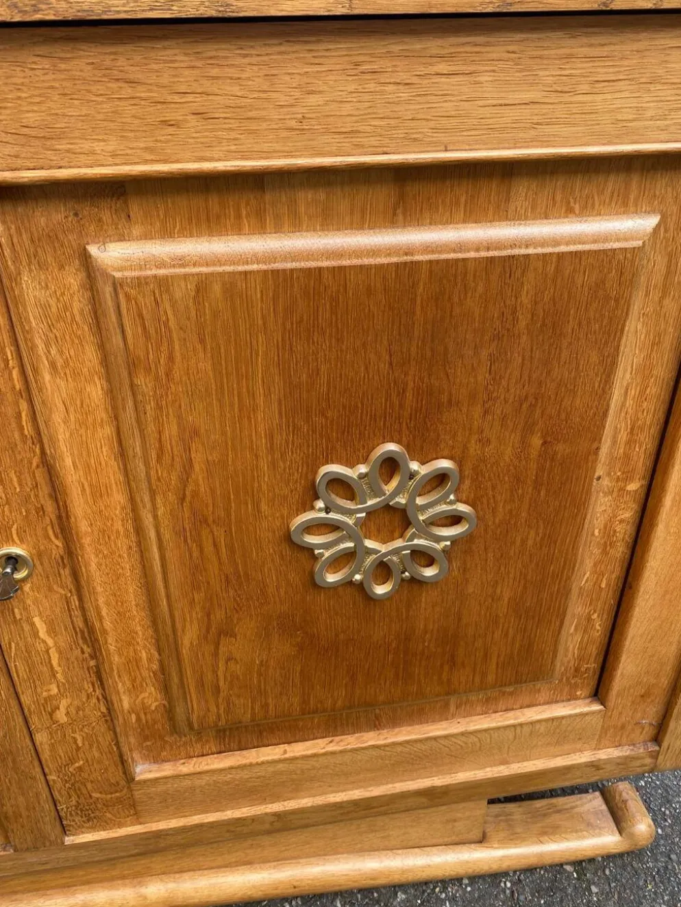 Buffet parisien art déco 2 corps en chêne massif et marbre 1940