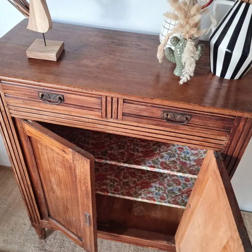 Buffet parisien bois ancien 2 portes panneautées