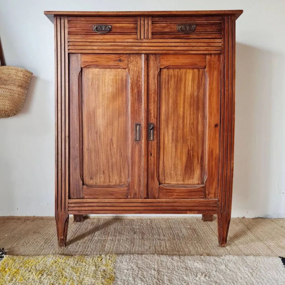 Buffet parisien bois ancien 2 portes panneautées