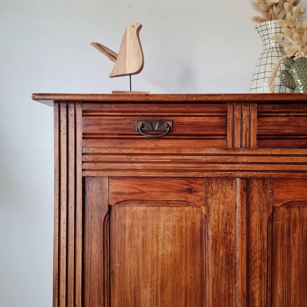Buffet parisien bois ancien 2 portes panneautées