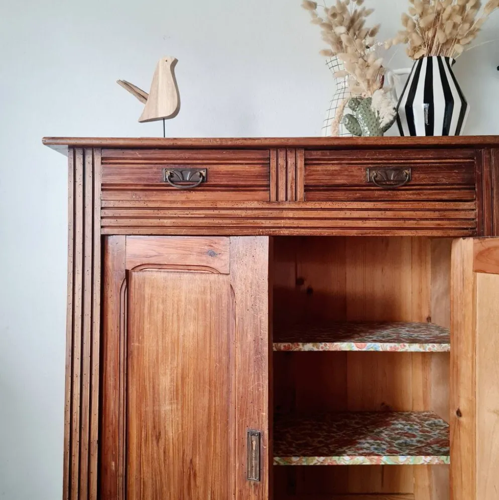 Buffet parisien bois ancien 2 portes panneautées