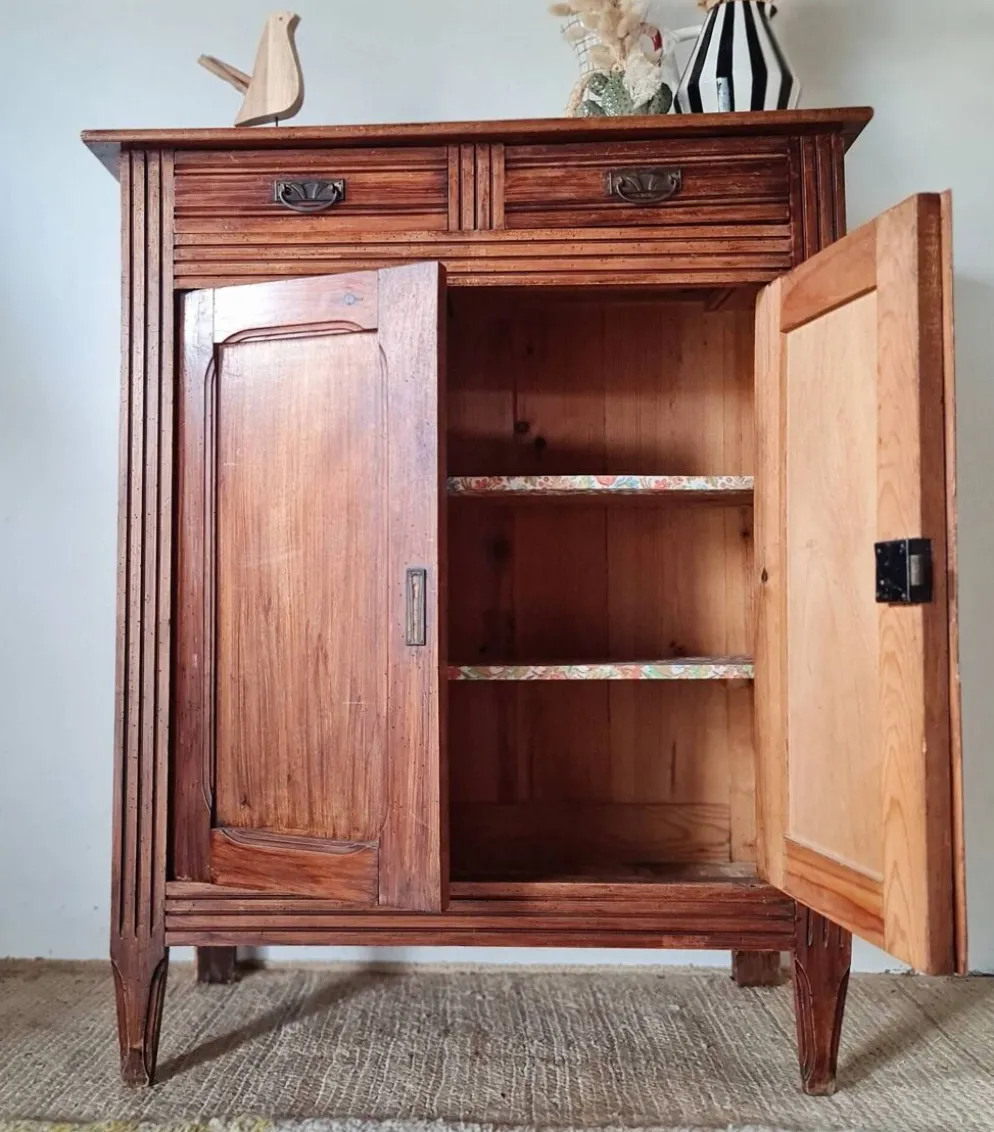 Buffet parisien bois ancien 2 portes panneautées