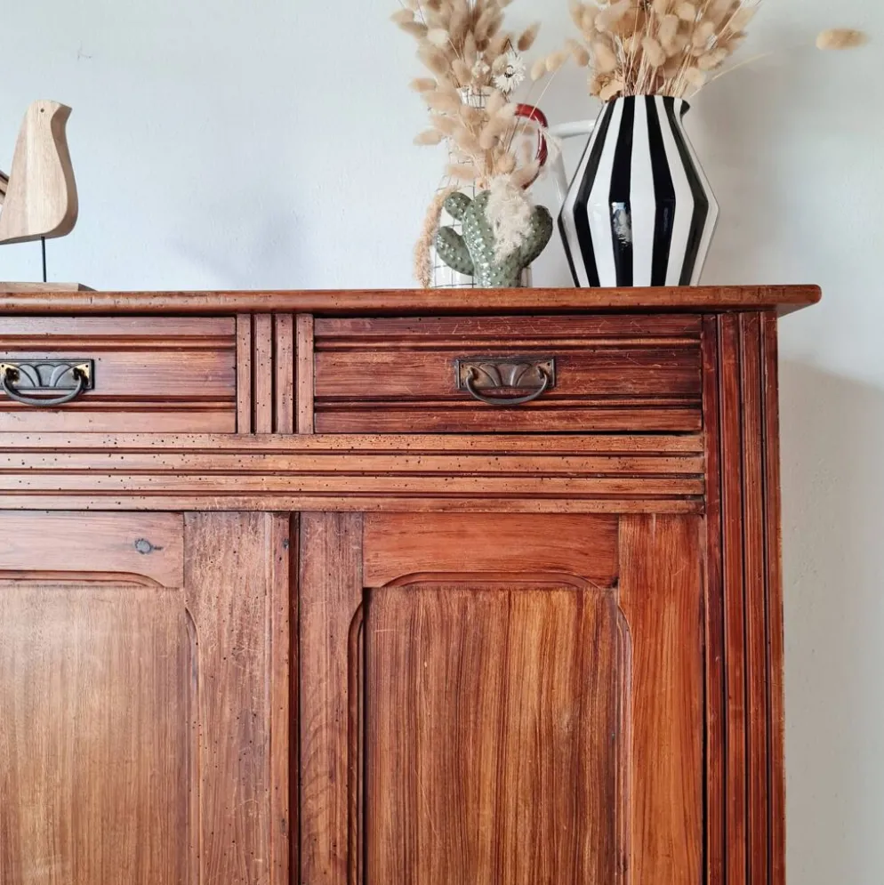 Buffet parisien bois ancien 2 portes panneautées