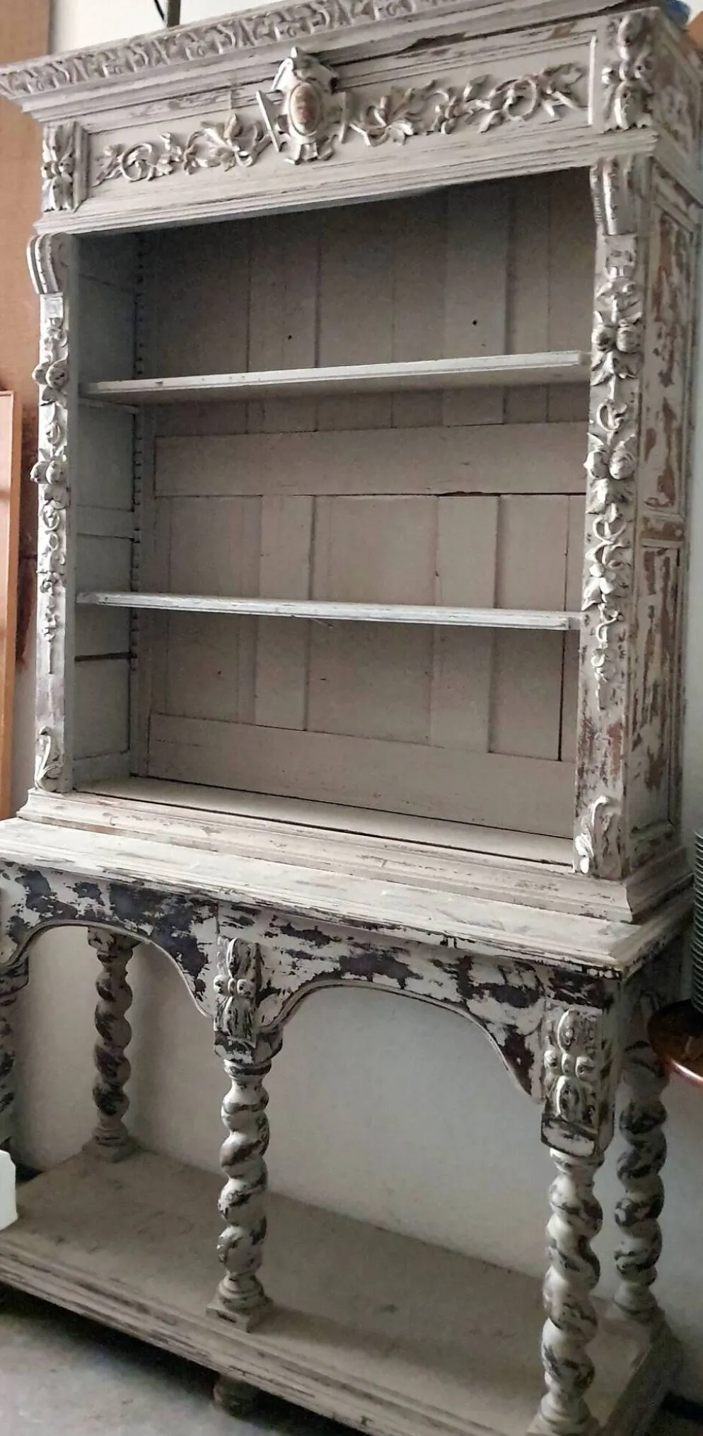 Buffet provençal / Bibliothèque patinée à 2 corps XIXe