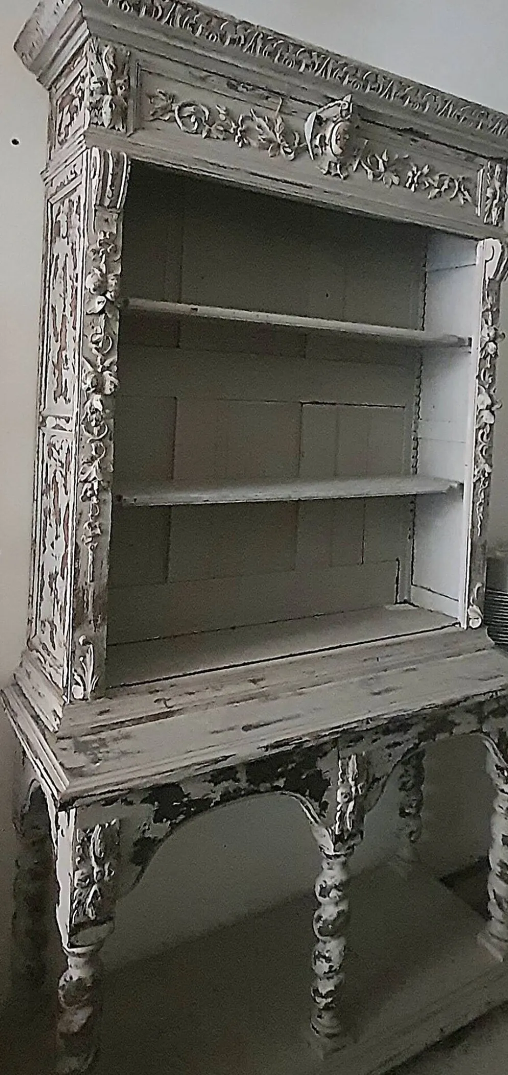 Buffet provençal / Bibliothèque patinée à 2 corps XIXe