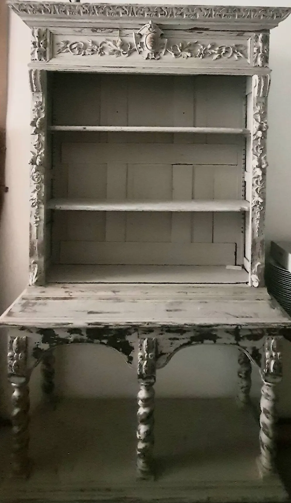 Buffet provençal / Bibliothèque patinée à 2 corps XIXe