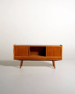 Buffet scandinave en teck avec verre fumé, années 1950-60.