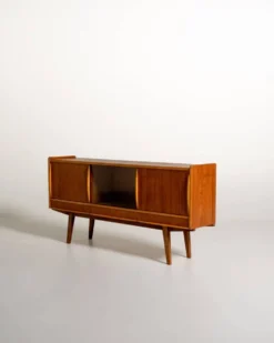 Buffet scandinave en teck avec verre fumé, années 1950-60.