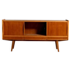Buffet scandinave en teck avec verre fumé, années 1950-60.