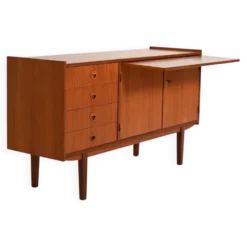 Buffet scandinave en teck avec étagère escamotable, années 1960