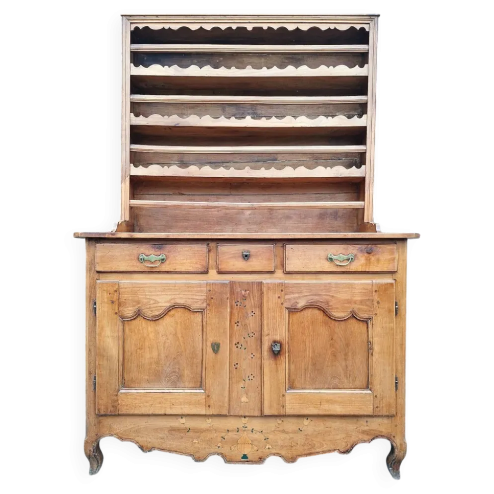 Buffet vaisselier ancien, meuble de ferme bois massif