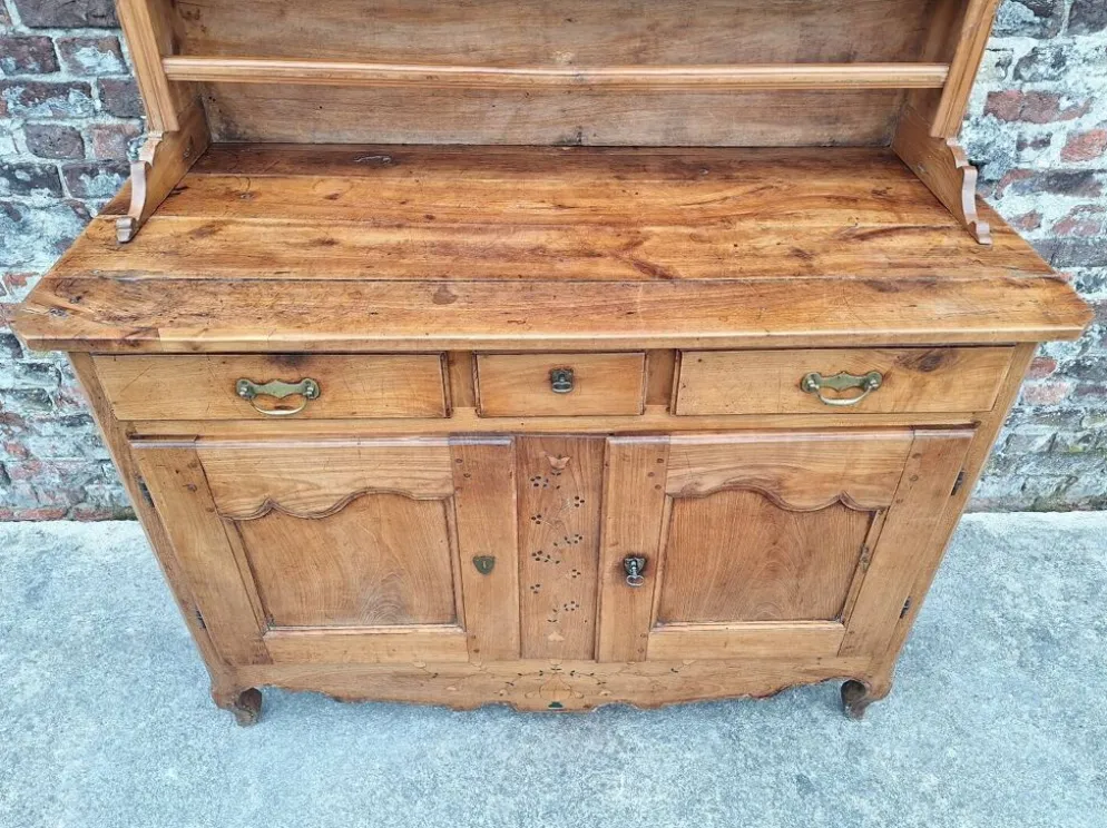 Buffet vaisselier ancien, meuble de ferme bois massif