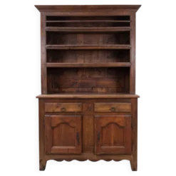 Buffet vaisselier, bahut, double corps en chêne massif Louis XV, Louis Philippe