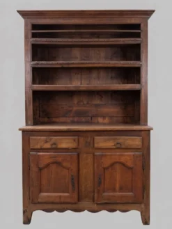 Buffet vaisselier, bahut, double corps en chêne massif Louis XV, Louis Philippe