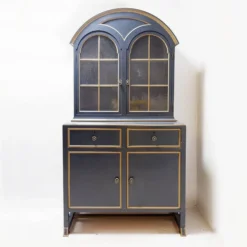 Buffet vaisselier double corps bois laqué gris - une paire disponible (B)