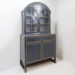 Buffet vaisselier double corps bois laqué gris - une paire disponible (A)
